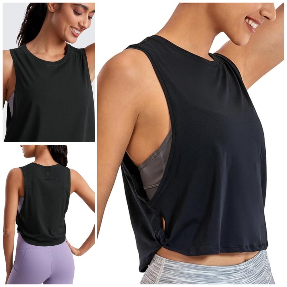 YOGA Pima Cotton Cropped Workout Tank Tops for Women